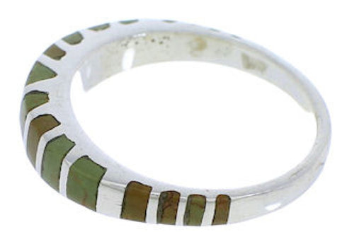 Southwestern Sterling Silver Turquoise Inlay Ring Size 5-3/4 UX42513