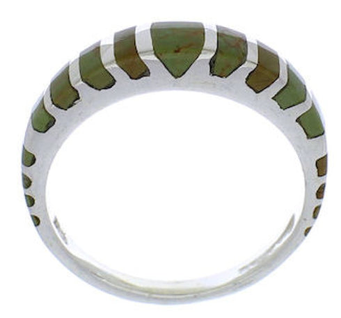 Southwestern Sterling Silver Turquoise Inlay Ring Size 5-3/4 UX42513