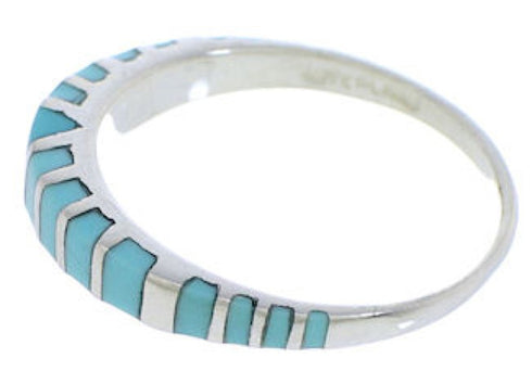 Silver Turquoise Inlay Ring Size 5-3/4 TX45451