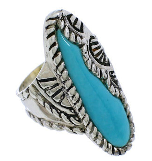Turquoise Jewelry Silver Southwest Ring Size 7-1/4 FX22557