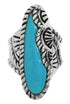Turquoise Jewelry Silver Southwest Ring Size 7-1/4 FX22557