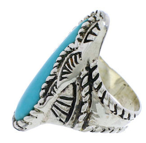 Turquoise Jewelry Silver Southwest Ring Size 7-1/4 FX22557
