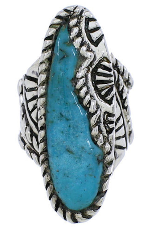 Turquoise Southwestern Silver Ring Size 7-1/2 FX22606