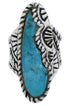 Turquoise Southwestern Silver Ring Size 7-1/2 FX22606