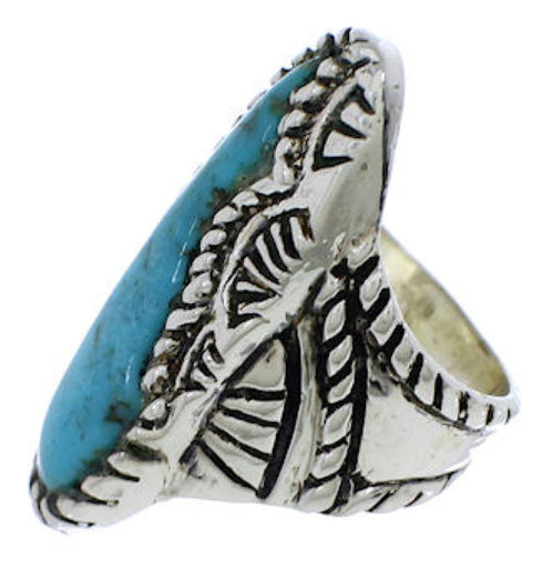 Turquoise Southwestern Silver Ring Size 7-1/2 FX22606