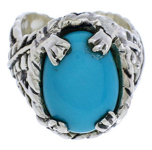 Turquoise Jewelry Genuine Sterling Silver Ring Size 6-3/4 FX22770