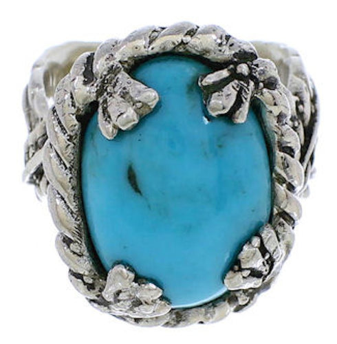 Southwest Authentic Sterling Silver Turquoise Ring Size 5 FX22806