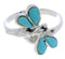 Dragonfly Turquoise Southwestern Silver Ring Size 6-1/4 FX22659