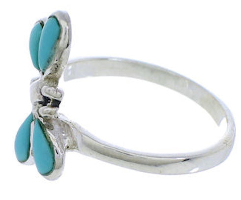 Genuine Silver Dragonfly Turquoise Inlay Ring Size 5-1/4 FX22663