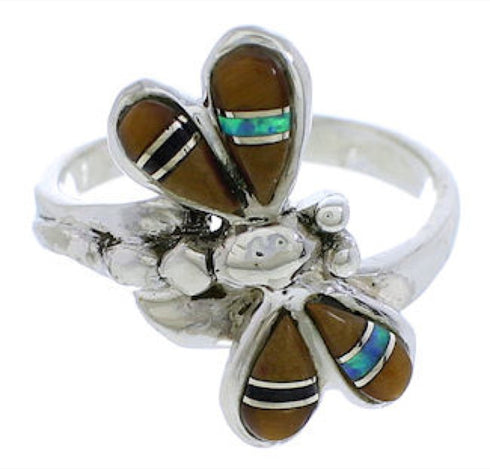 Multicolor Silver Jewelry Dragonfly Ring Size 5-1/2 FX22704