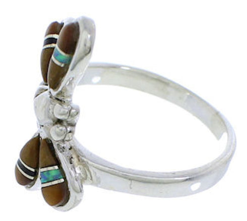 Multicolor Sterling Silver Jewelry Dragonfly Ring Size 5-1/4 FX22705