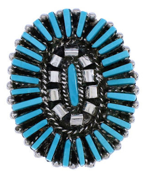 Turquoise And Sterling Silver Needlepoint Ring Size 5 YX33906