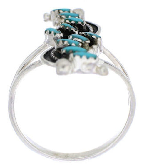 Southwest Needlepoint Turquoise And Silver Ring Size 8-1/2 YX33929