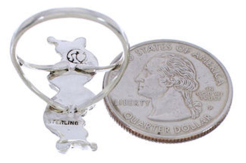 Southwest Needlepoint Turquoise And Silver Ring Size 8-1/2 YX33929