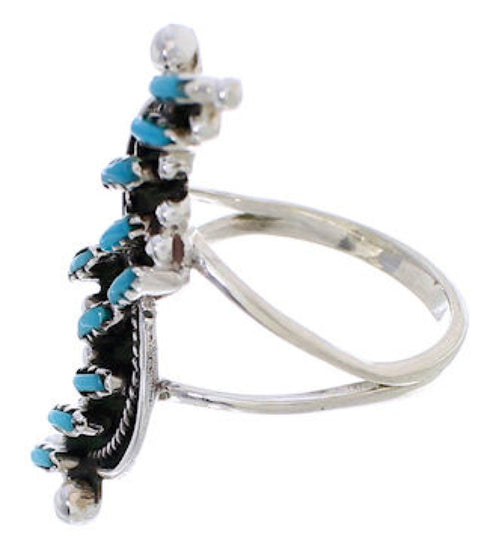 Needlepoint Turquoise Genuine SilverJewelry Ring Size 6-1/2 YX34031