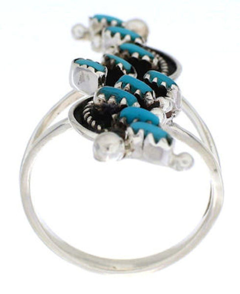 Needlepoint Turquoise Genuine SilverJewelry Ring Size 6-1/2 YX34031