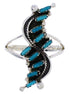Silver And Needlepoint Turquoise Jewelry Ring Size 7-1/2 YX34063