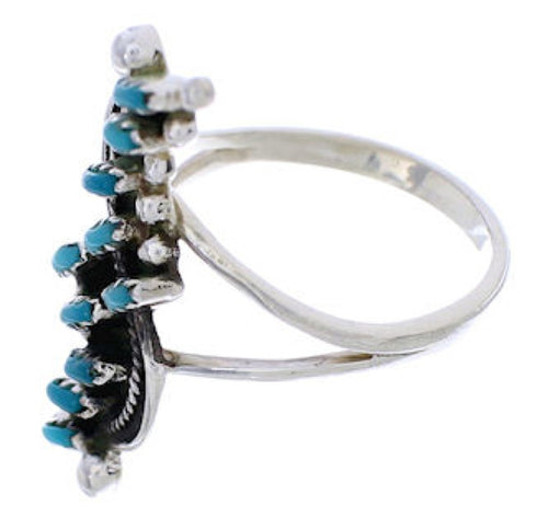 Silver And Needlepoint Turquoise Jewelry Ring Size 7-1/2 YX34063