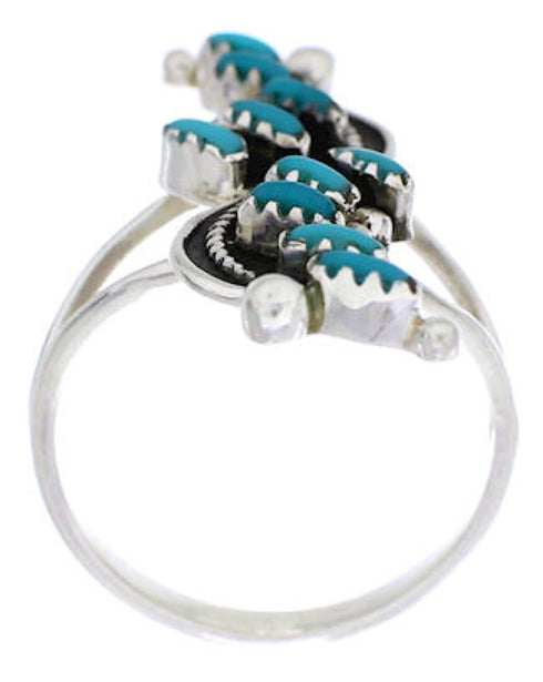Southwest Turquoise Needlepoint And Silver Ring Size 4-3/4 YX34049