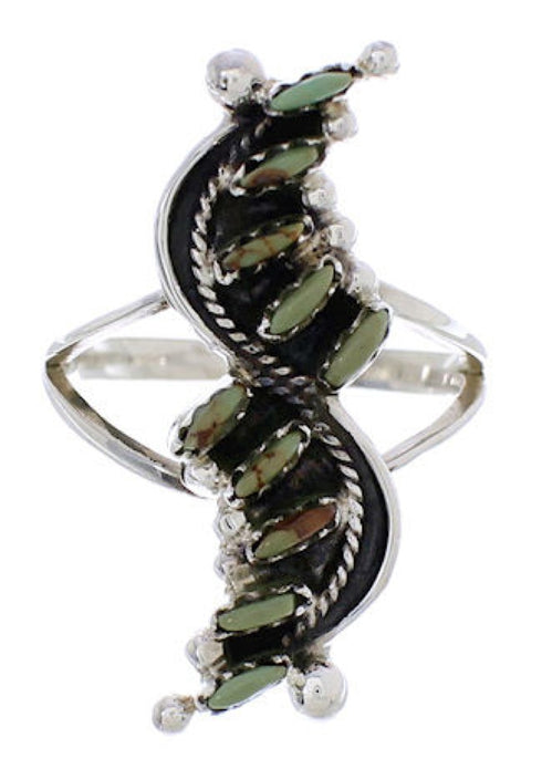 Genuine Silver And Turquoise Needlepoint Ring Size 6-1/4 YX34067
