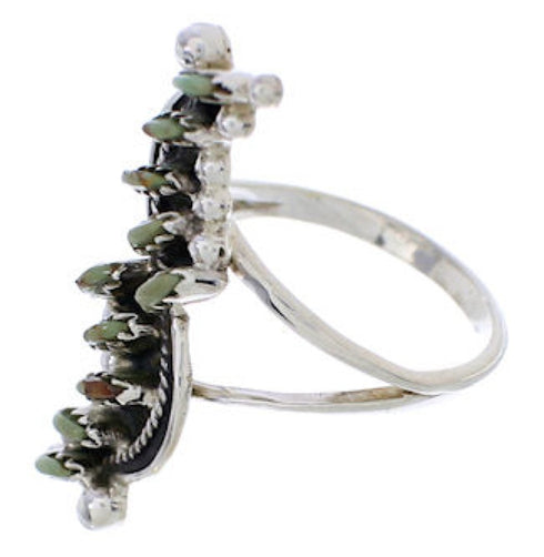 Genuine Silver And Turquoise Needlepoint Ring Size 6-1/4 YX34067