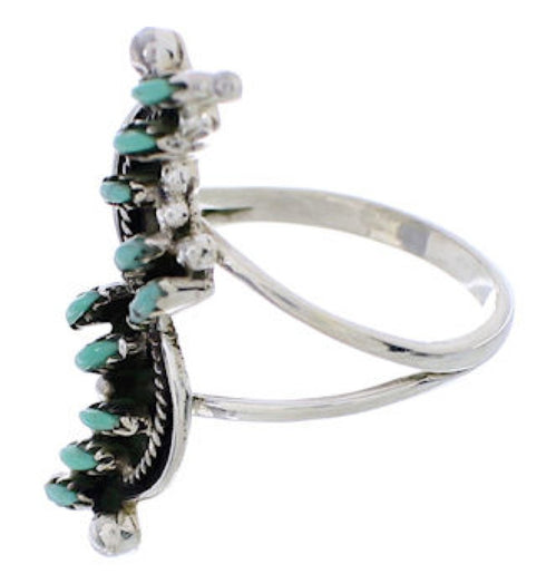 Southwest Turquoise Needlepoint Genuine Silver Ring Size 6-1/4 YX34089