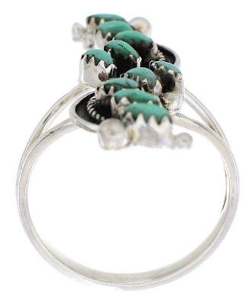 Southwest Turquoise Needlepoint Genuine Silver Ring Size 6-1/4 YX34089