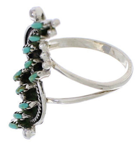 Turquoise And Silver Needlepoint Ring Size 8-1/4 YX34124