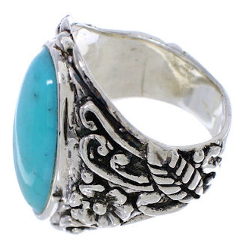 Flower Genuine Silver Turquoise Jewelry Ring Size 6-1/4 YX34267