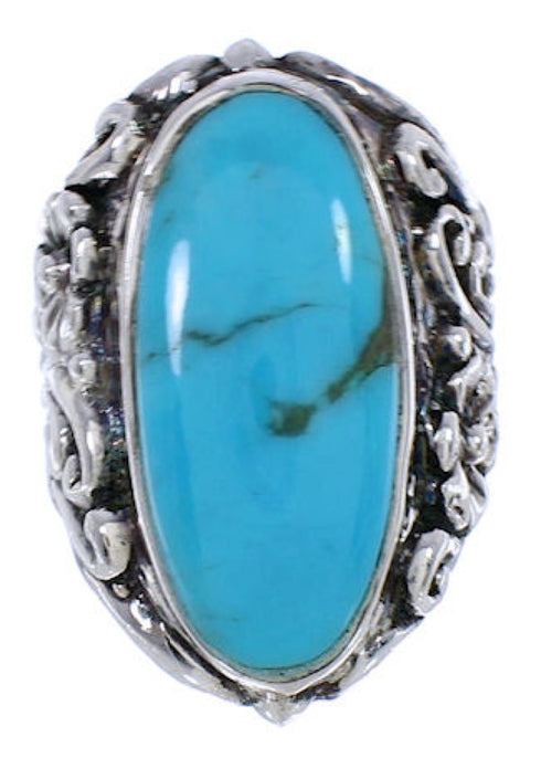 Turquoise Southwest Silver Flower Ring Size 5 YX34283