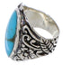 Turquoise Southwest Silver Flower Ring Size 5 YX34283