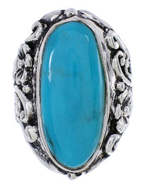 Sterling Silver Flower Turquoise Southwest Ring Size 7-3/4 YX34284