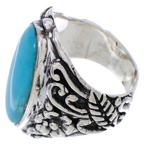 Sterling Silver Flower Turquoise Southwest Ring Size 7-3/4 YX34284