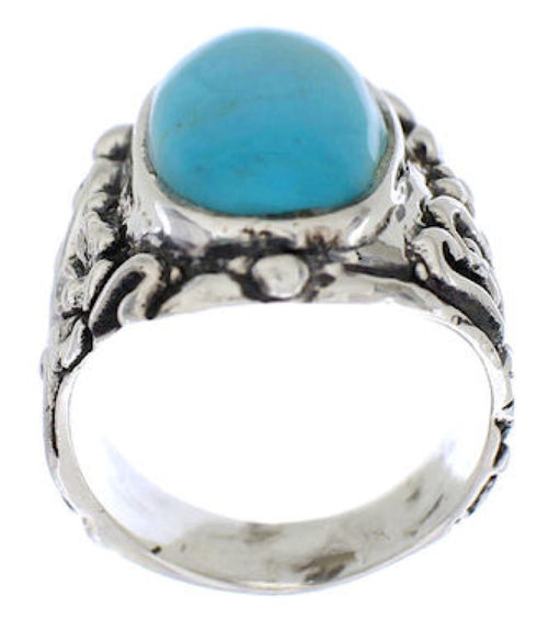 Turquoise Southwest Flower Silver Jewelry Ring Size 5-3/4 YX34295
