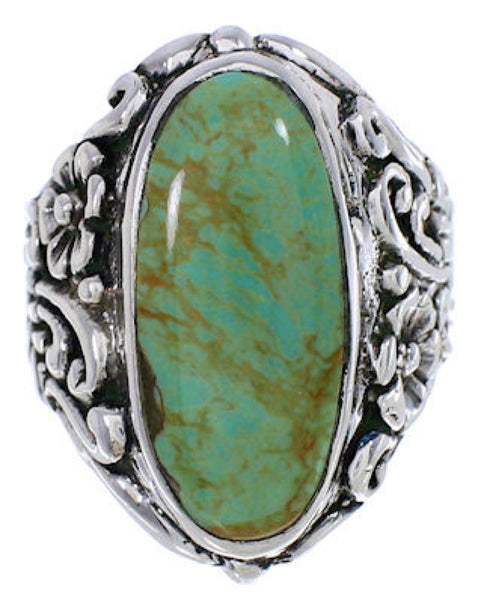 Turquoise Sterling Silver Flower Jewelry Ring Size 5-1/4 YX34576