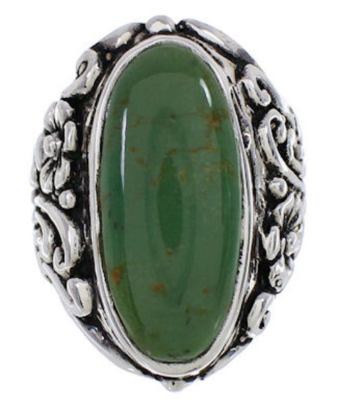 Genuine Sterling Silver Flower Turquoise Ring Size 4-3/4 YX34920