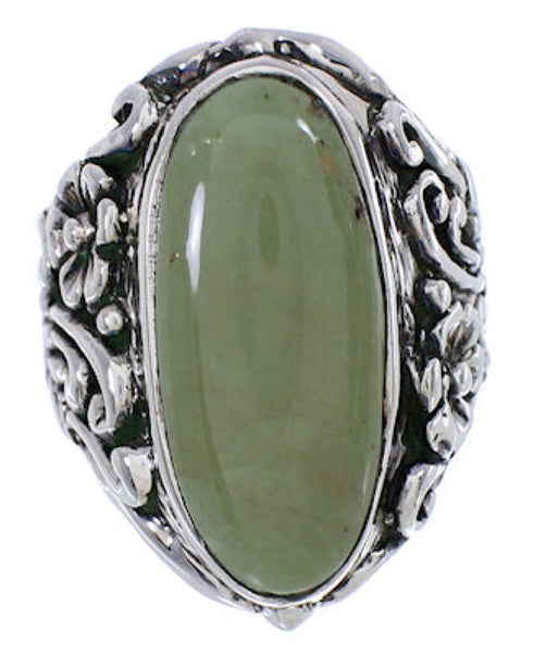 Sterling Silver Flower Jewelry Turquoise Ring Size 8-1/2 YX34563
