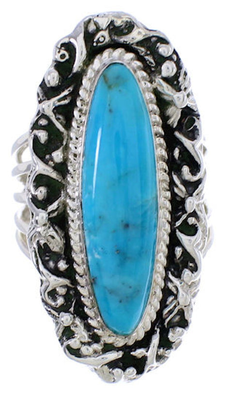 Southwest Sterling Silver Turquoise Ring Size 5-3/4 UX34477