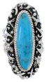 Southwest Sterling Silver Turquoise Ring Size 5-3/4 UX34477