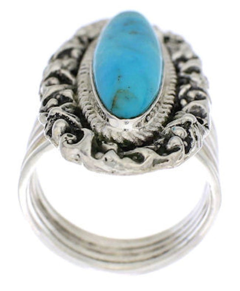 Southwest Sterling Silver Turquoise Ring Size 5-3/4 UX34477