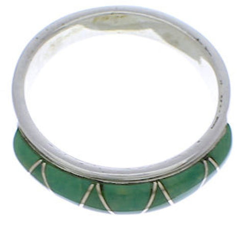 Authentic Sterling Silver Turquoise Inlay Ring Size 5-1/4 UX36859