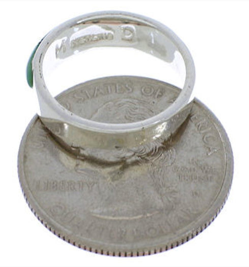 Genuine Sterling Silver Turquoise Inlay Ring Size 6-1/4 UX36863