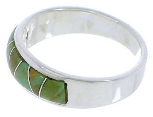 Southwestern Sterling Silver Turquoise Inlay Ring Size 6-1/2 UX36899