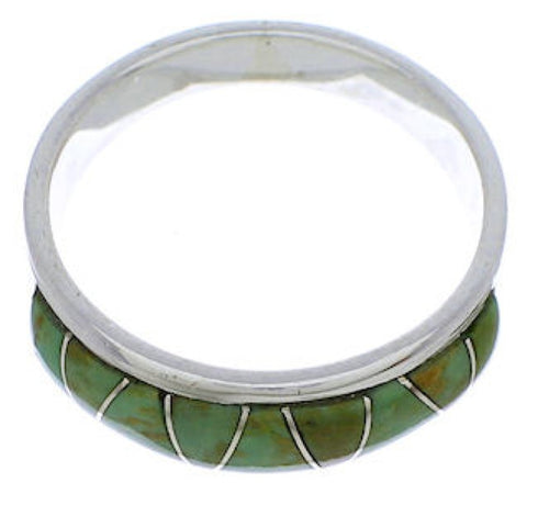Southwestern Sterling Silver Turquoise Inlay Ring Size 6-1/2 UX36899
