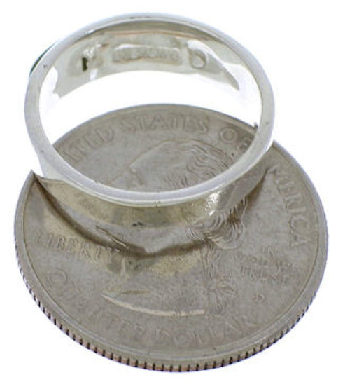 Southwestern Sterling Silver Turquoise Inlay Ring Size 6-1/2 UX36899