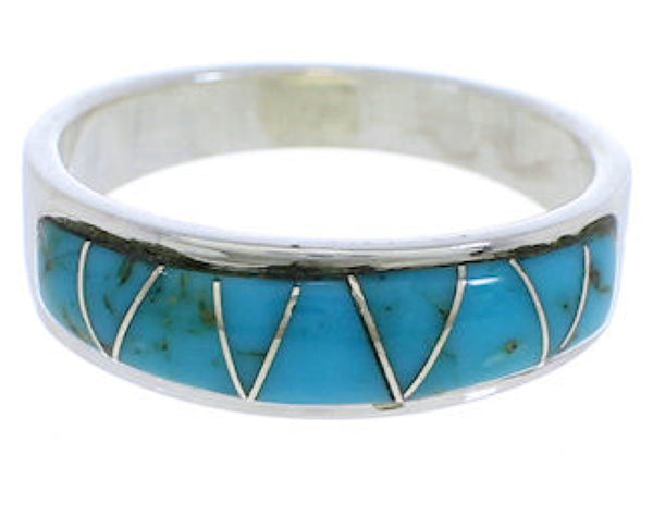 Sterling Silver Turquoise Inlay Southwest Ring Size 6-3/4 UX36913