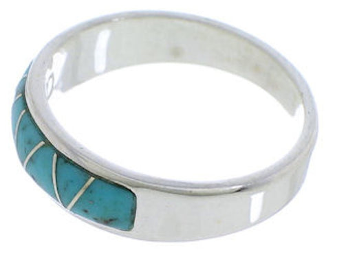 Sterling Silver Turquoise Inlay Jewelry Ring Size 6-3/4 UX37110