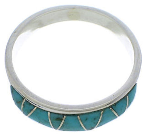 Turquoise Inlay Sterling Silver Jewelry Ring Size 6-1/4 UX37108