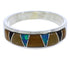 Southwestern Sterling Silver Multicolor Inlay Ring Size 8-1/4 UX37368