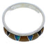 Southwest Sterling Silver Multicolor Inlay Ring Size 7-1/4 UX37359